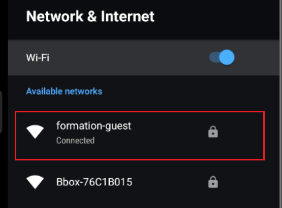 Liste des réseaux Wi-Fi disponibles