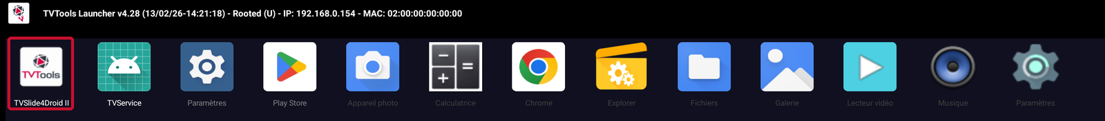 Icône TVSlide4Droid II dans le lanceur TVTools
